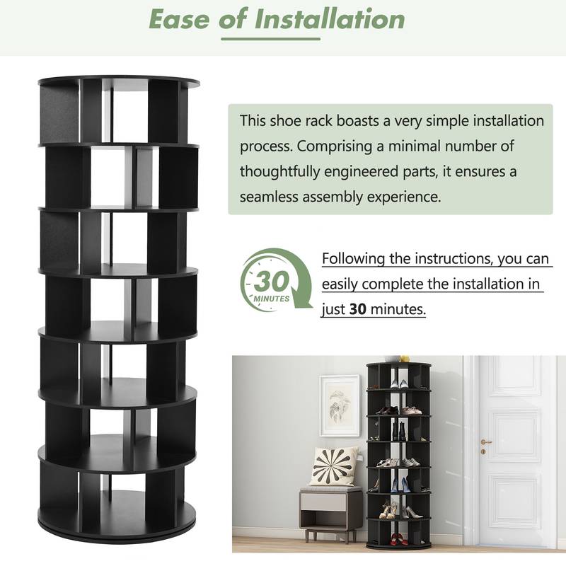Spinning Shoe Tower - Stylish 7-Tier Organizer
