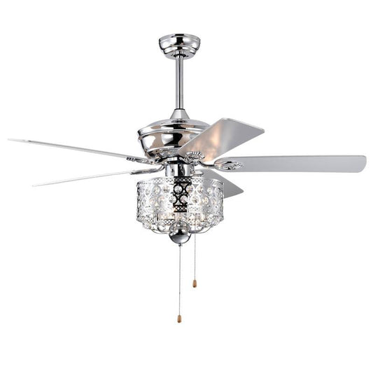 Chic Chrome Ceiling Fan with Pull Chain