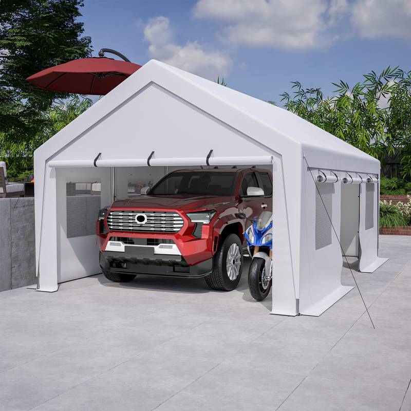 All-Weather Steel Carport Canopy with Removable Walls