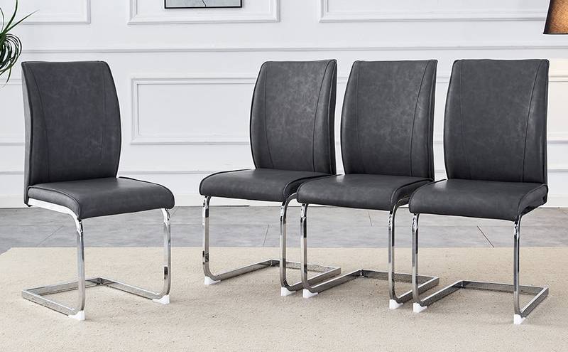 Sleek Gray Arch Dining Chairs - Set of 4