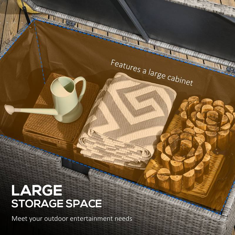 Outsunny Gray Rattan Outdoor Storage Box
