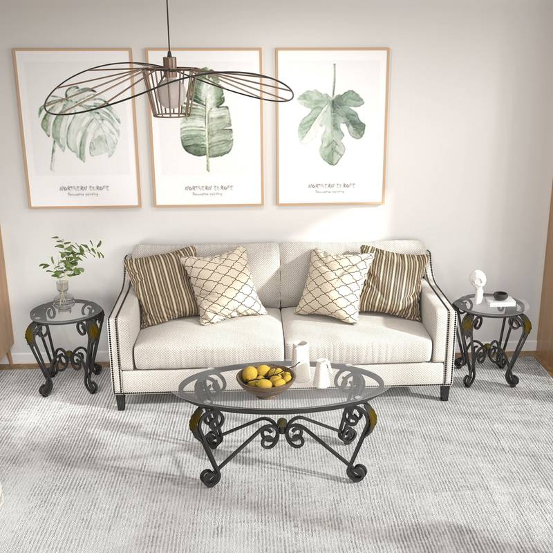 Rustic Chic Glass Coffee Table Trio