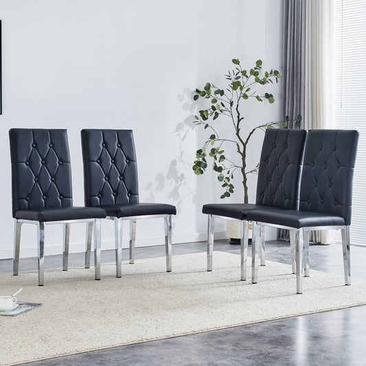 Elegant Black Armless Dining Chairs Set