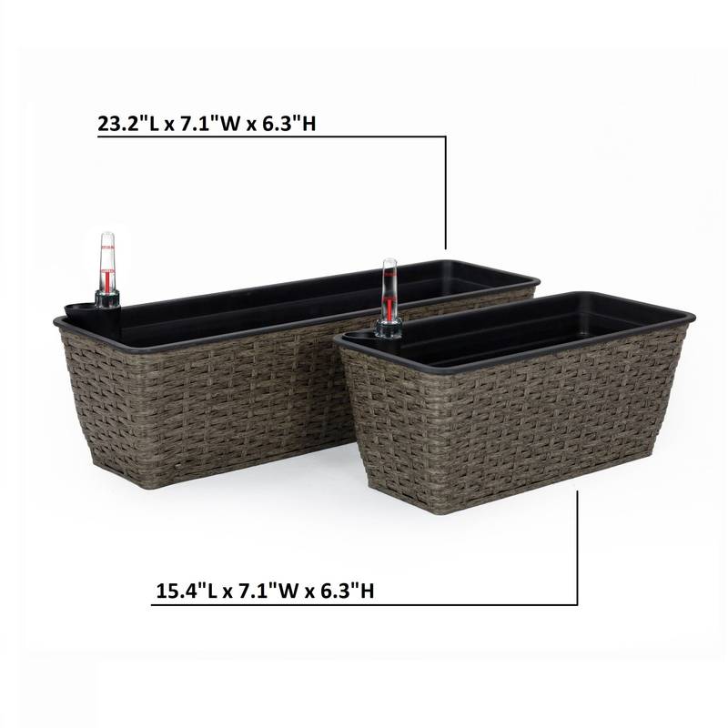 Woven Self-Watering Planters - Dark Gray Duo