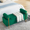 Chic Green Velvet Storage Bench with Stylish Arms