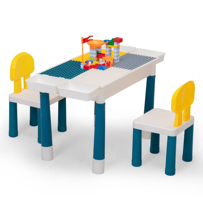 Versatile DIY Block Table - Gray & Yellow