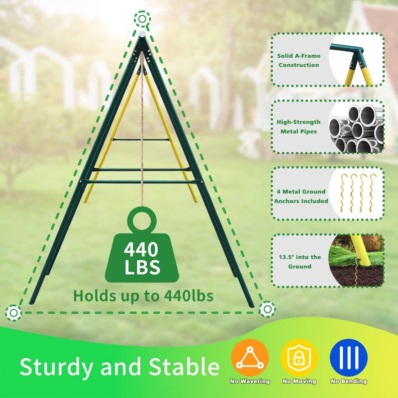 Backyard Metal Swing Set with Safety Belt