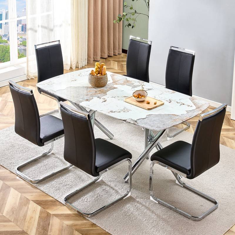 Chic Marble-Top Dining Table