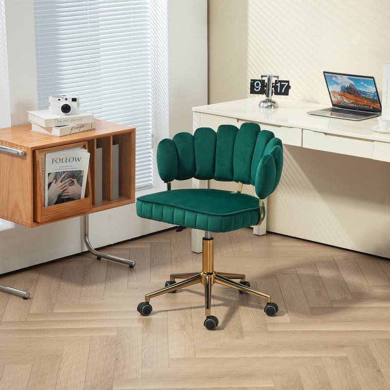 Emerald Velvet Swivel Desk Chair