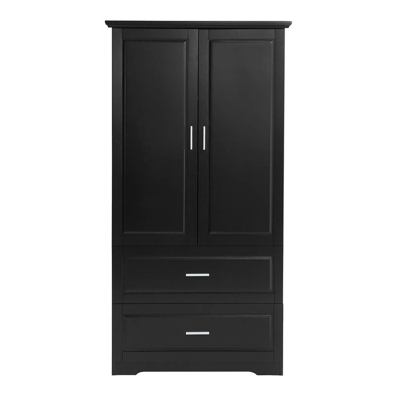 Sleek Black Bathroom Storage Cabinet with Adjustable Shelves