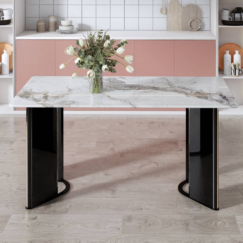 Chic Marble-Look Dining Table
