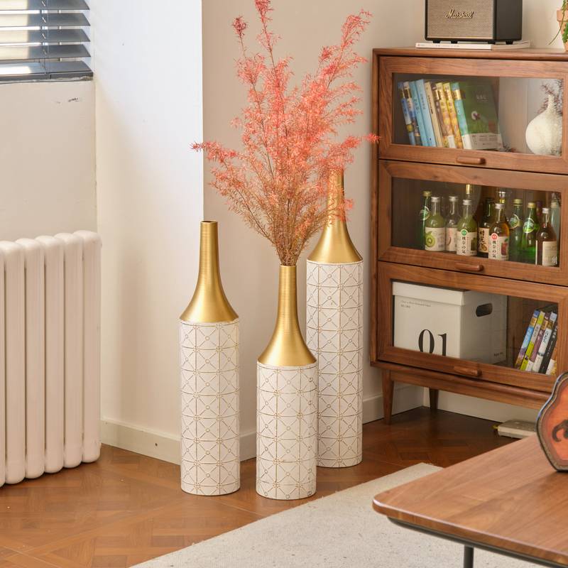 Gorgeous White Metal Vase Trio