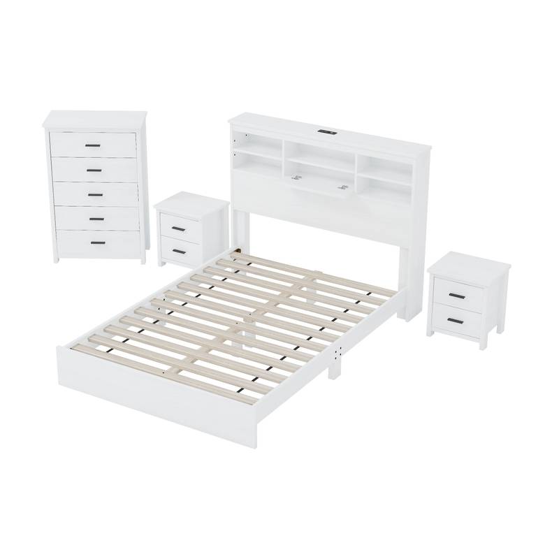 Charming Vintage Queen Bedroom Set with Nightstands and Dresser