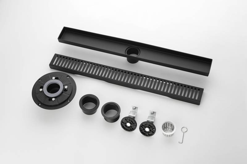 Sleek Linear Shower Drain with Easy-Clean Grate and Hair Strainer
