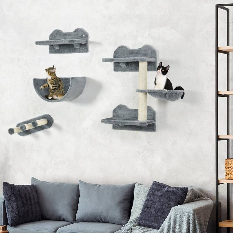 PawHut Cozy Cat Climb & Rest Wall Set