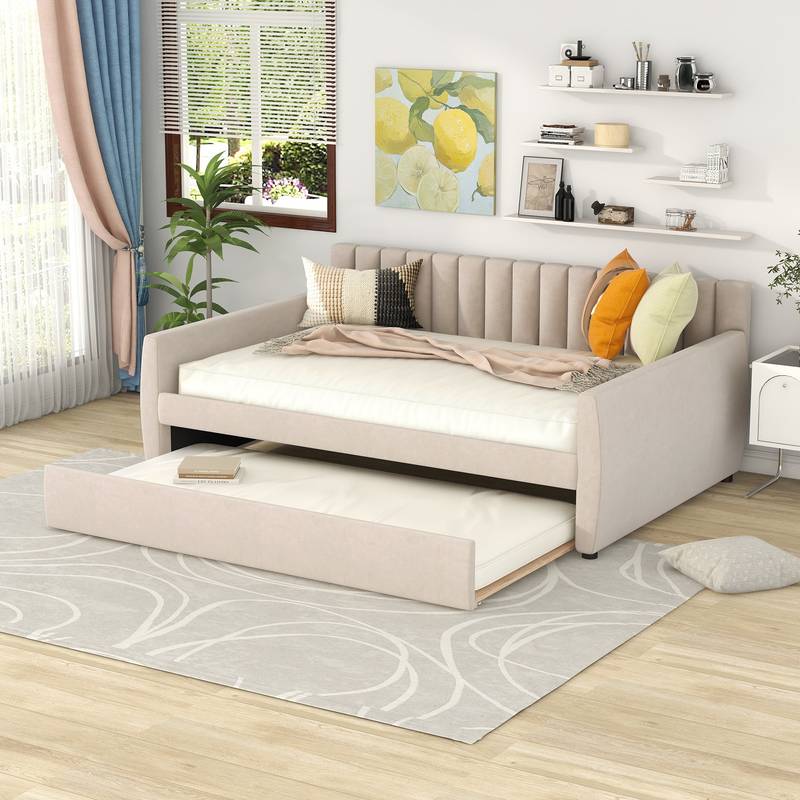 Cozy Beige Daybed with Secret Trundle