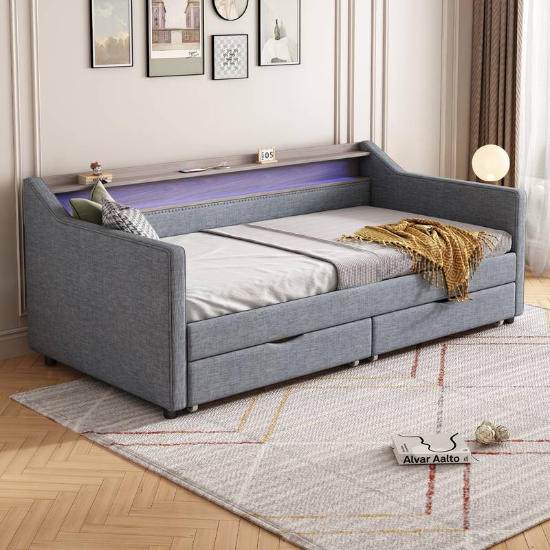 Smart Linen Daybed with Storage & LED Light