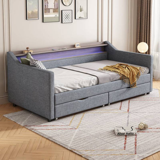 Smart Linen Daybed with Storage & LED Light
