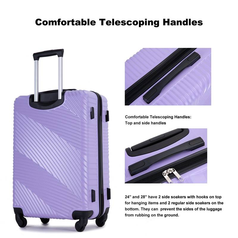 Lightweight Purple Luggage Set with Spinner Wheels