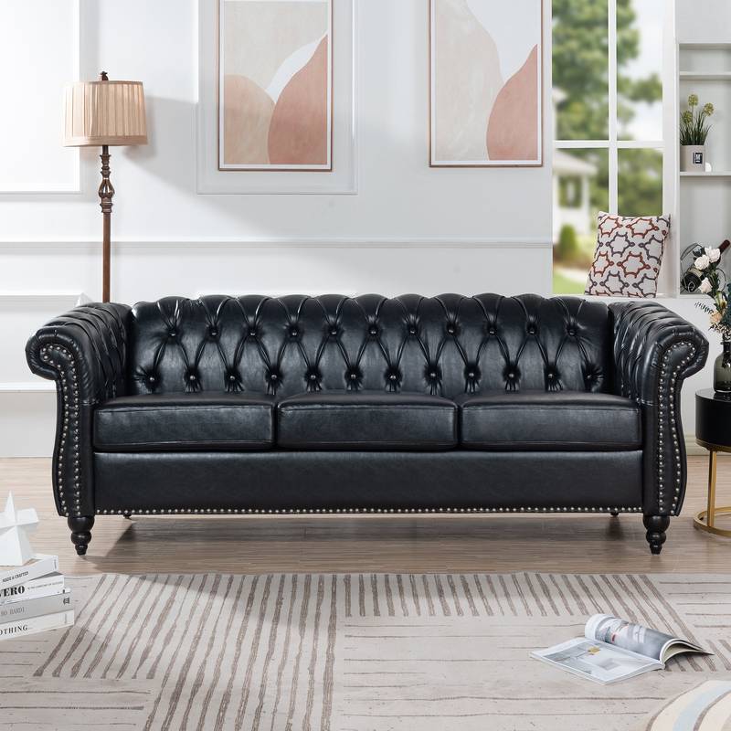 Chic Black Chesterfield Sofa