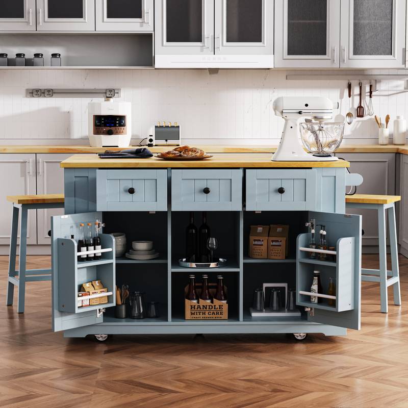 Versatile Rolling Kitchen Island with Drop Leaf & Storage
