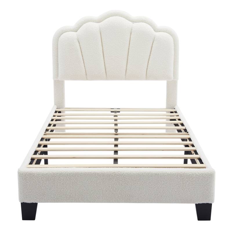 Cozy Floral Twin Bed Set with LED and Storage Ottoman