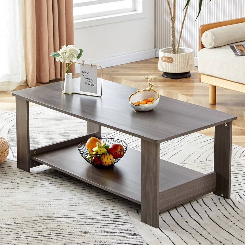 Chic Dual-Layer Gray Coffee Table