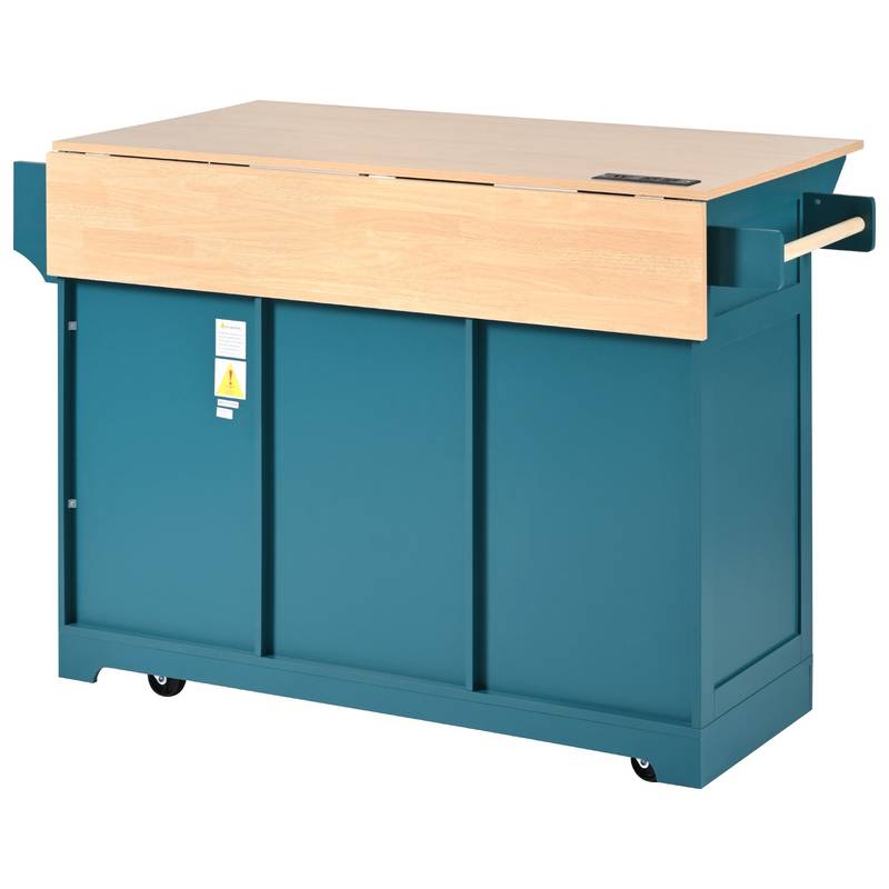 Versatile Rolling Kitchen Island with Drop Leaves and Power Outlet