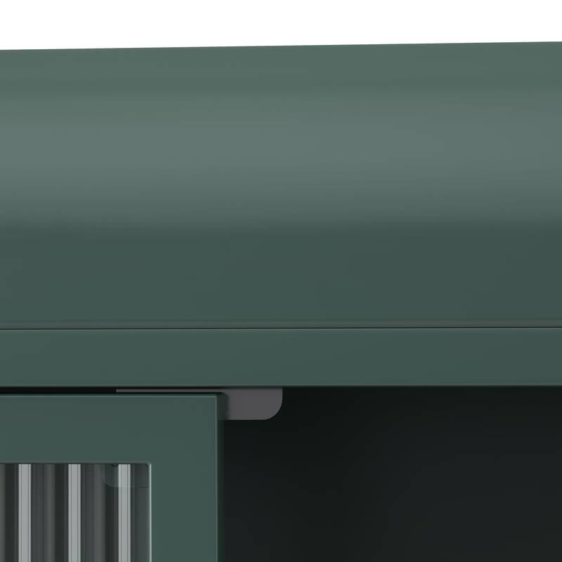 Chic Arched Glass Cabinet in Dark Green