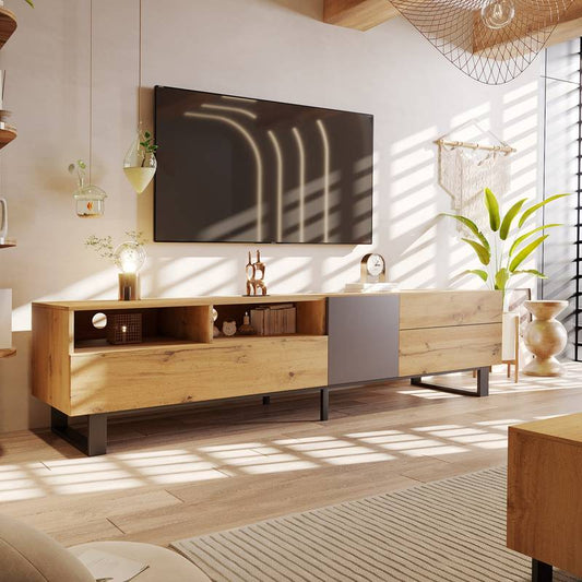 Sleek TV Stand with Ample Storage for Ultimate Entertainment