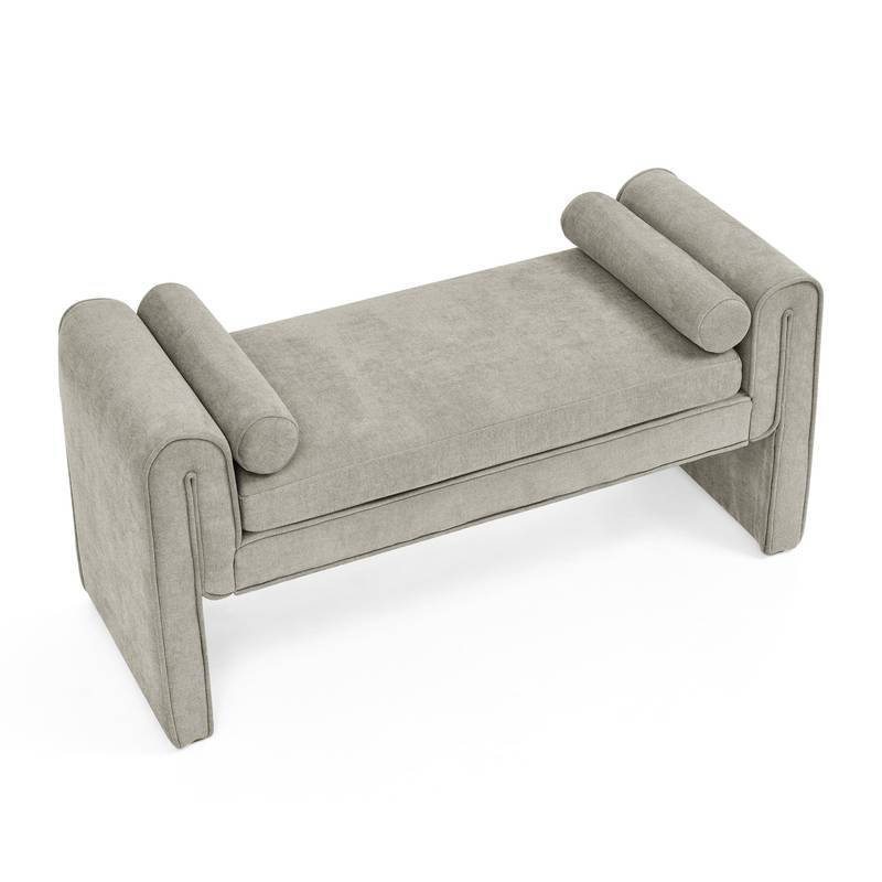 Cozy Gray Linen Bench