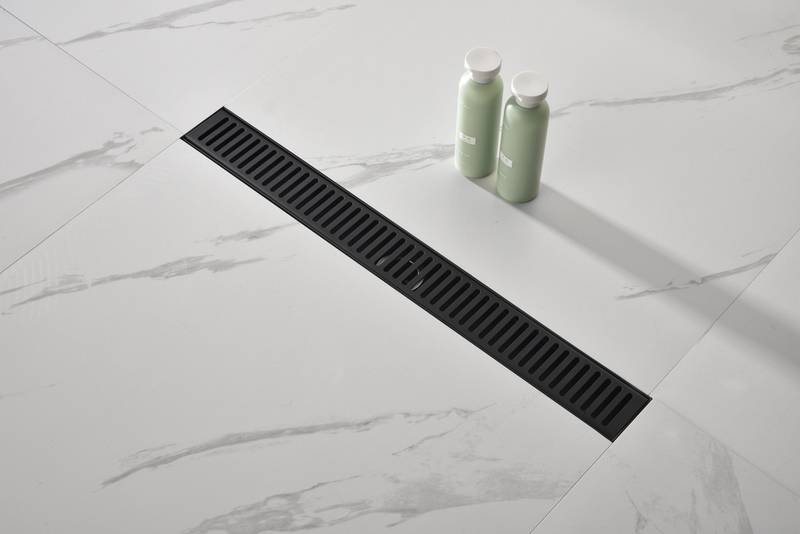Sleek Linear Shower Drain with Easy-Clean Grate and Hair Strainer