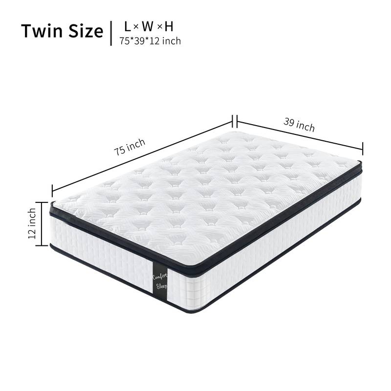 CoolComfort Hybrid Mattress - Twin Size 12 Inch Memory Foam Bliss