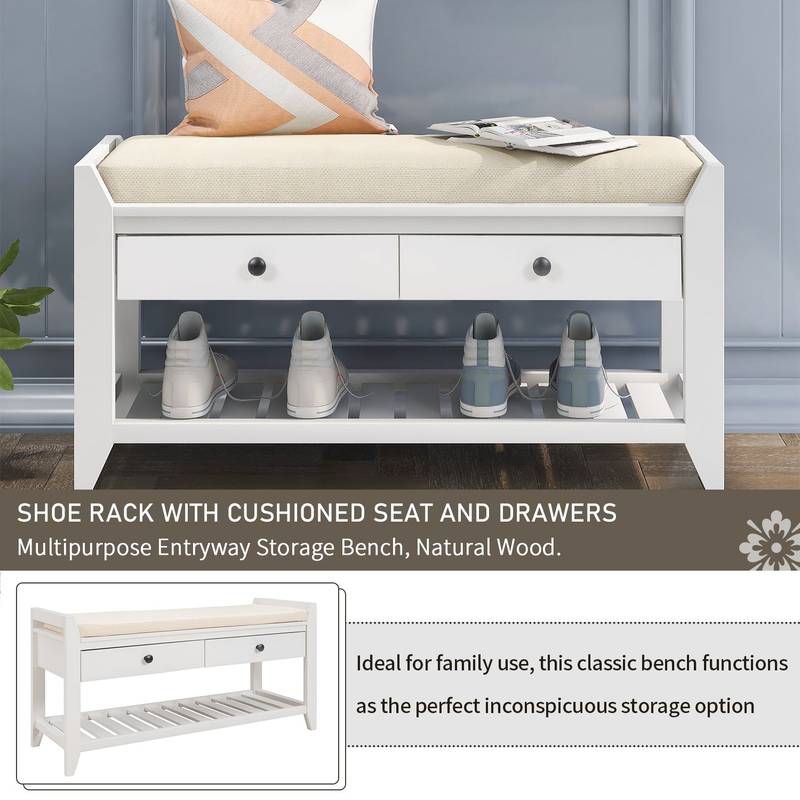 Stylish Storage Bench with Cushion