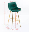 Chic Green Velvet Bar Stools with Gold Legs - Set of Two