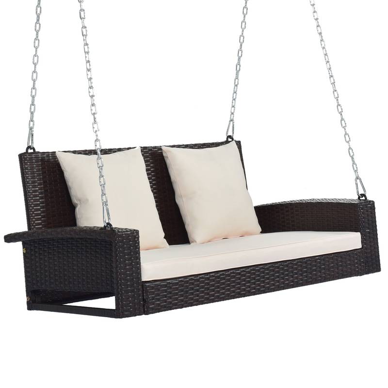 Cozy Duo Wicker Swing with Cushions