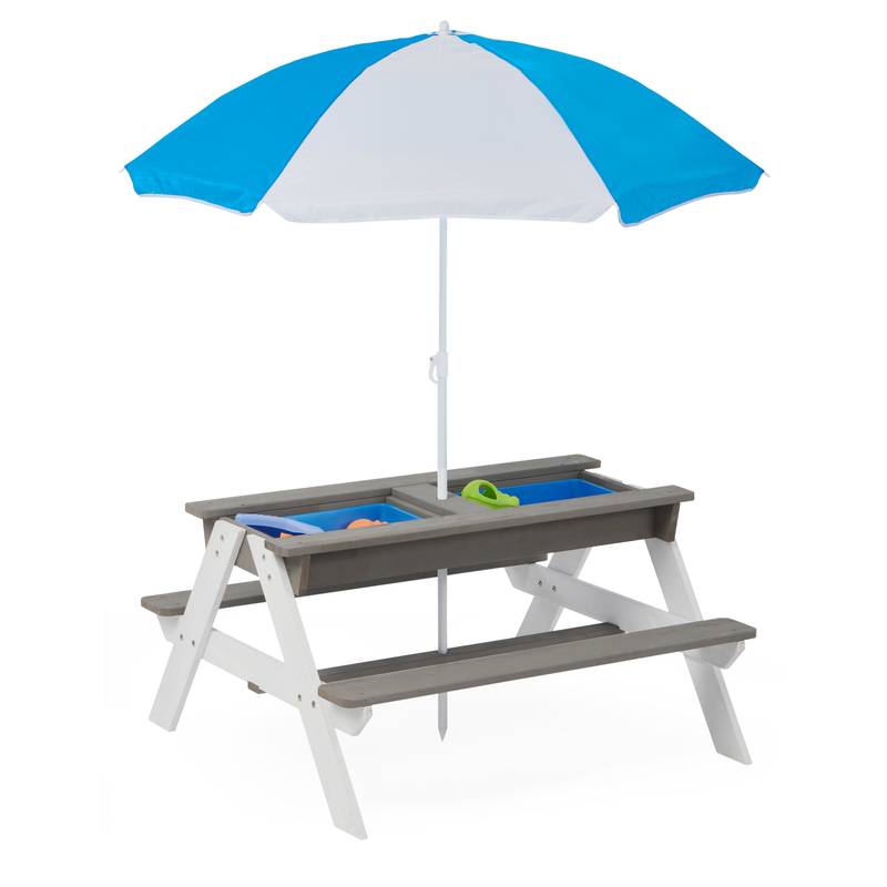 Fun & Play Kids Picnic Table with Umbrella and Sand & Water Area