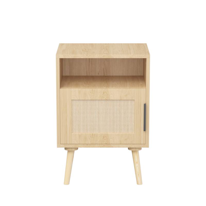 Chic Rattan Nightstand with Open Shelf - Perfect for Small Spaces