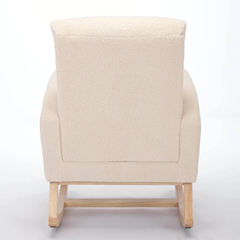Cozy Rocking Chair with Wood Legs & Adjustable Footrest