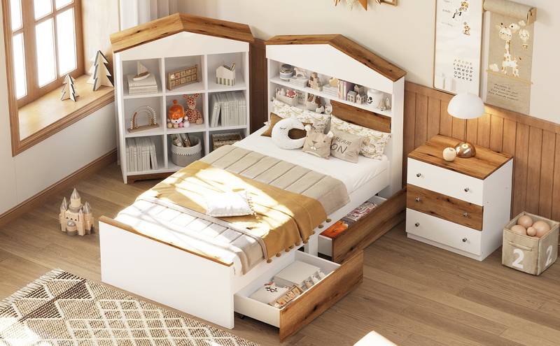 Cozy House Bed Set with Stylish Storage
