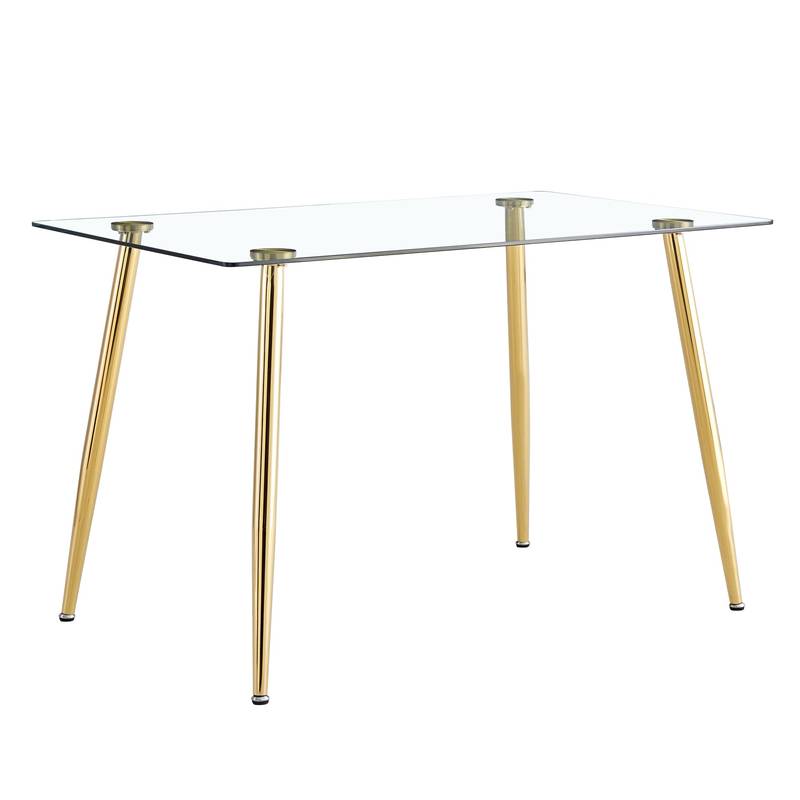Sleek Glass Dining Table with Gold Legs