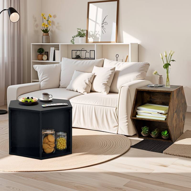 Charming Hexagon Wooden Side Table
