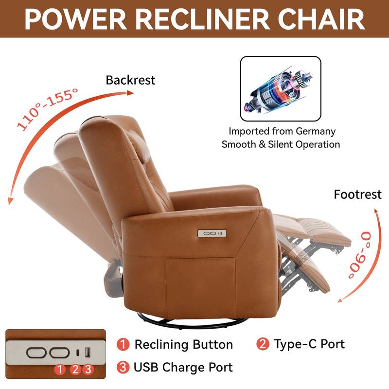 Cozy Comfort Power Recliner with Lumbar Support and USB Charging