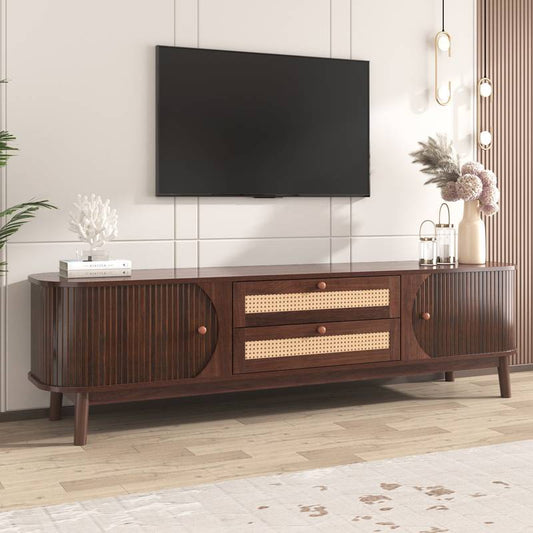 Chic Rattan TV Stand - Modern Farmhouse Style