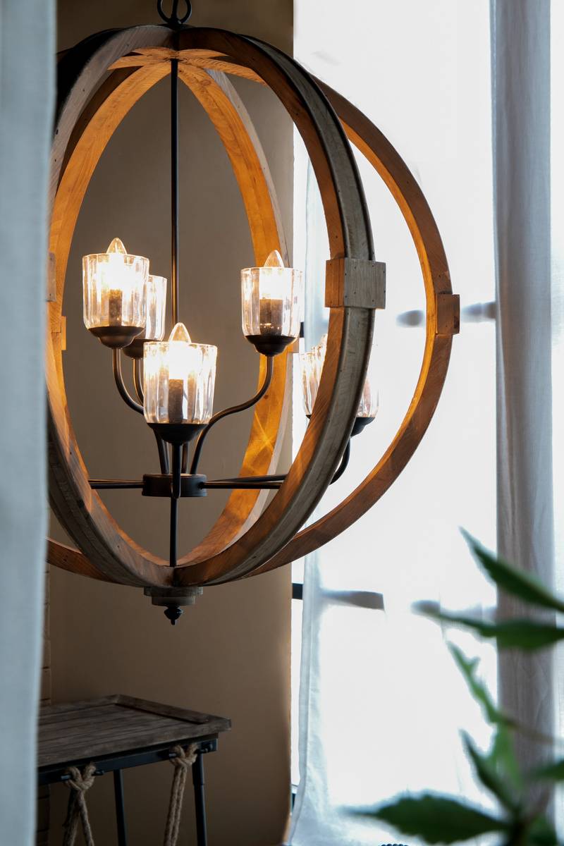 Wooden Glow Chandelier – Stylish Hanging Light for Any Space