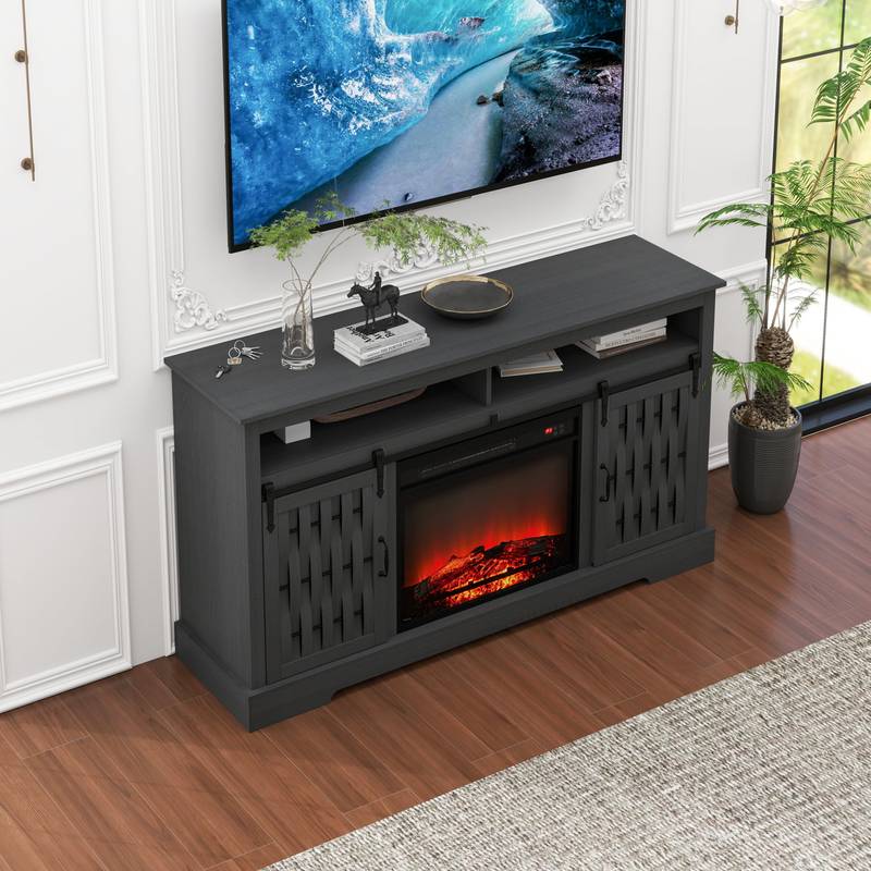 Cozy Farmhouse Fireplace TV Stand