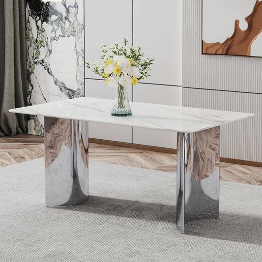 Sleek Marble-Design Dining Table