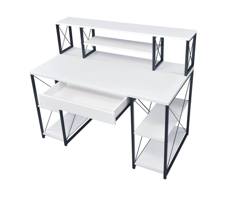Sleek Duo Desk: Modern White & Black Design