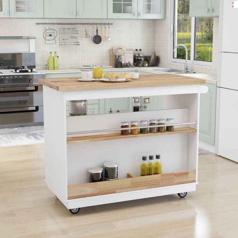 Versatile Rolling Kitchen Island with Storage and Wine Rack