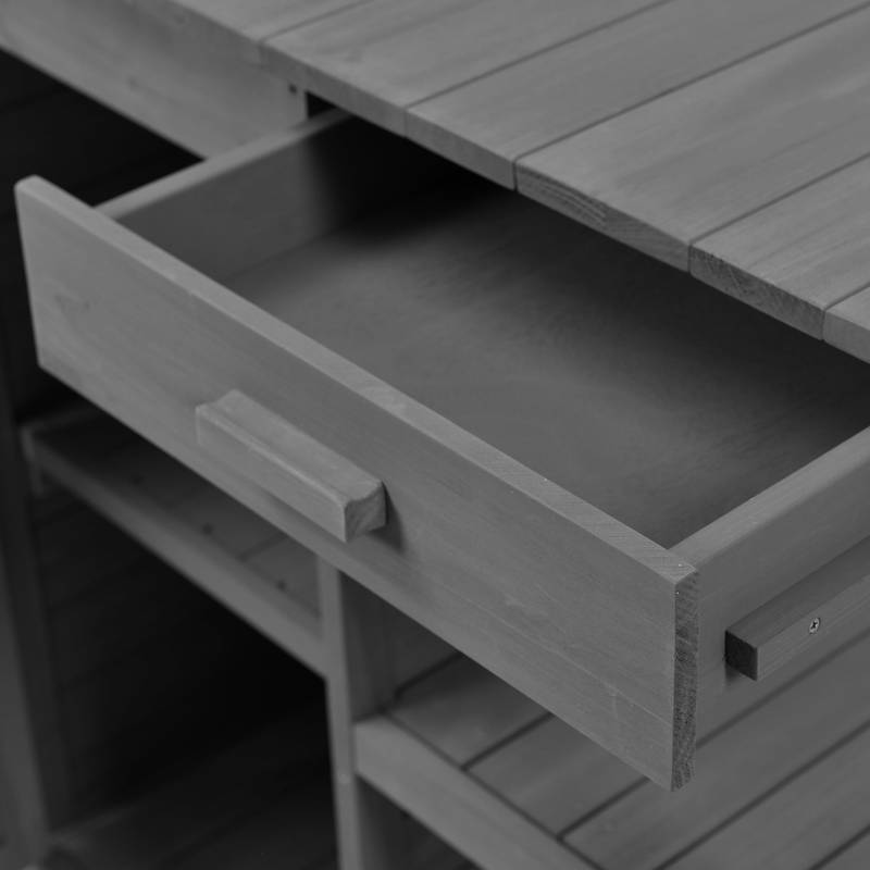 Charming Gray Garden Potting Table with Storage